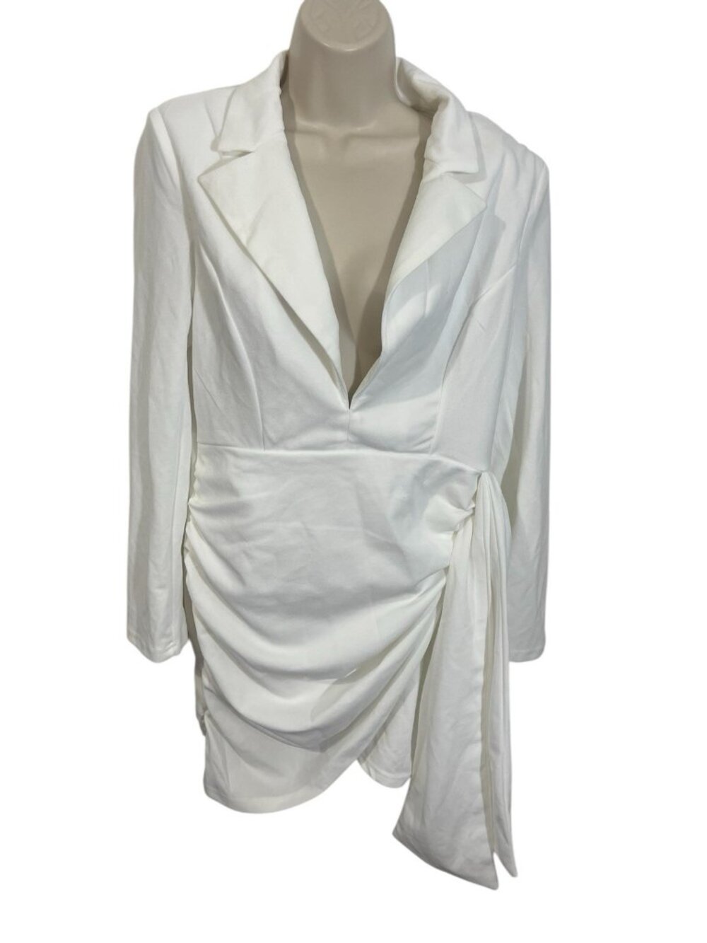 SHEIN BAE Women's Size Large White Dress with Side Tie Deep V-Neck